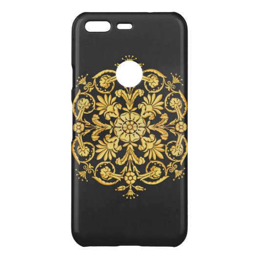 Gold And Black Floral Pattern Uncommon Google Pixel Case (Back)