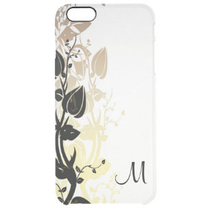 Gold and Black Floral with Monogram Clear iPhone 6 Plus Case