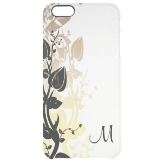 Gold and Black Floral with Monogram Clear iPhone 6 Plus Case