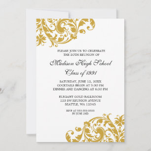 Gold and Black Flourish Class Reunion Invitation