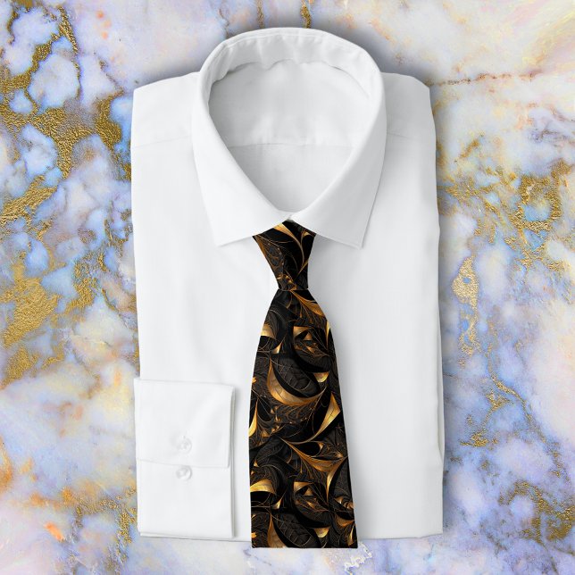 Gold and Black Fractal mandelbrot Neck Tie (Creator Uploaded)