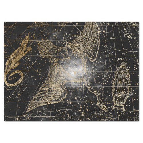 Gold and Black Galaxy Star Map Series Design 11 Tissue Paper