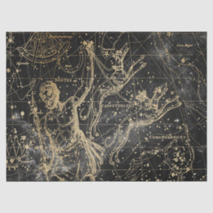 Gold and Black Galaxy Star Map Series Design 6 Tissue Paper