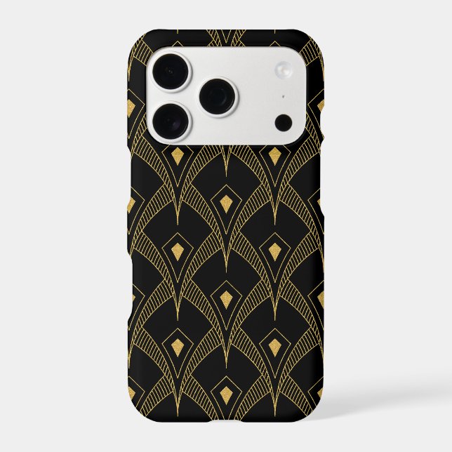 Gold and black geometric pattern iphone case (Back)