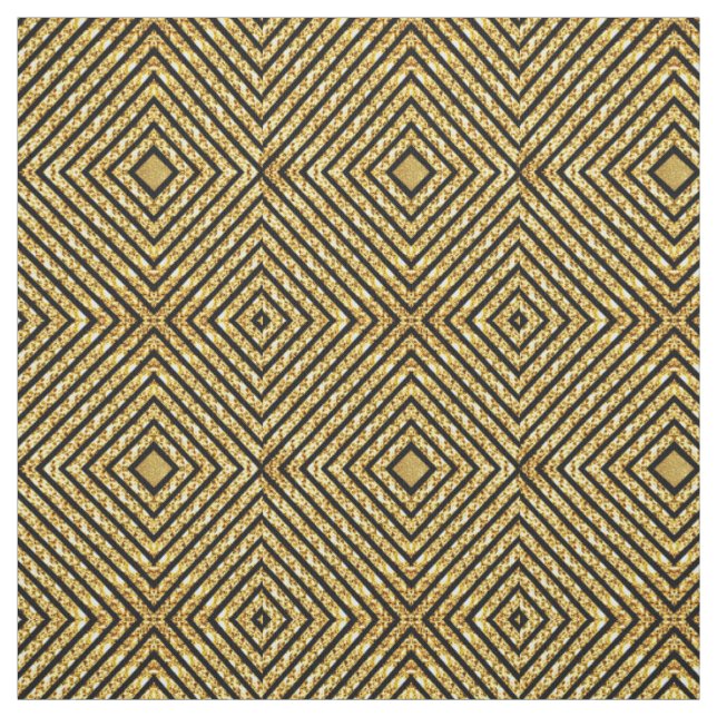 Gold and Black Geometric Patterned Fabric (Swatch)