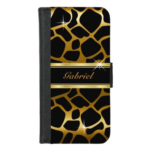 Gold and Black Giraffe Animal Print iPhone 87 Wallet Case