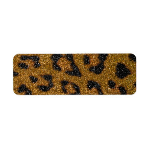 Gold and Black Girly Glitter Cheetah Print Label