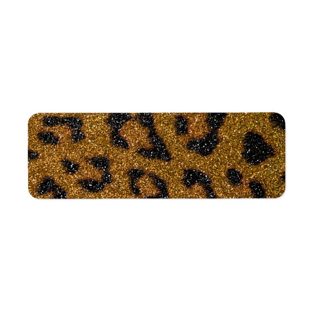 Gold and Black Girly Glitter Cheetah Print Label (Front)