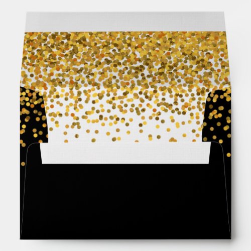 Gold and Black Glam Confetti Dots Envelope