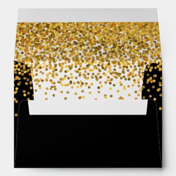 Gold And Black Glam Confetti Dots Envelope by peacefuldreams at Zazzle
