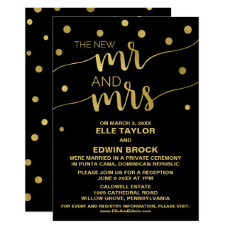 Gold and Black | Glam Elopement Reception Card