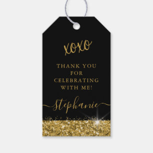 Gold and Black Glam Thank You Party Favor Gift Tags