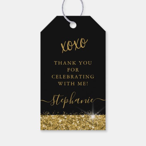 Gold and Black Glam Thank You Party Favor Gift Tags