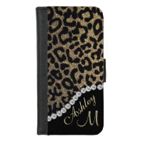 Gold and Black Glitter Diamond Personalized iPhone 8/7 Wallet Case