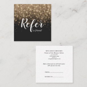 Gold And Black Glitter Elegant Refer A Friend  Referral Card