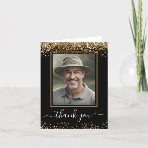 Gold and Black Glitter Thank You photo 