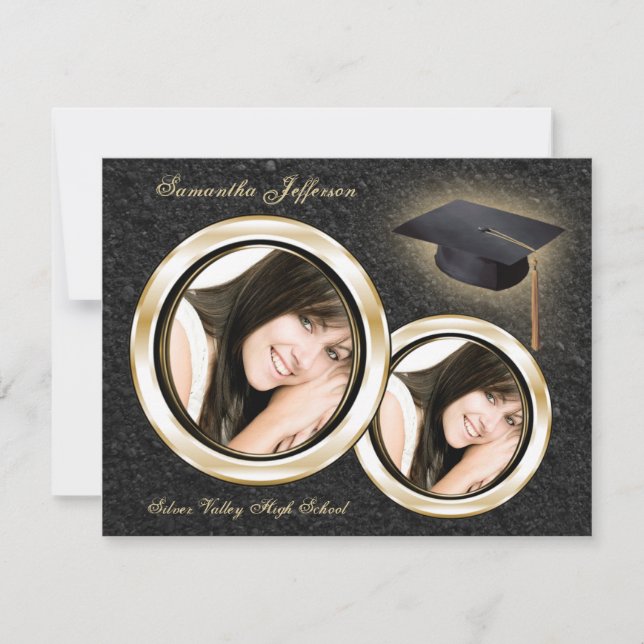 Gold and Black Graduation Announcement (Front)