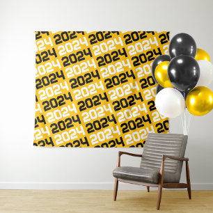 Gold and Black Graduation Backdrop