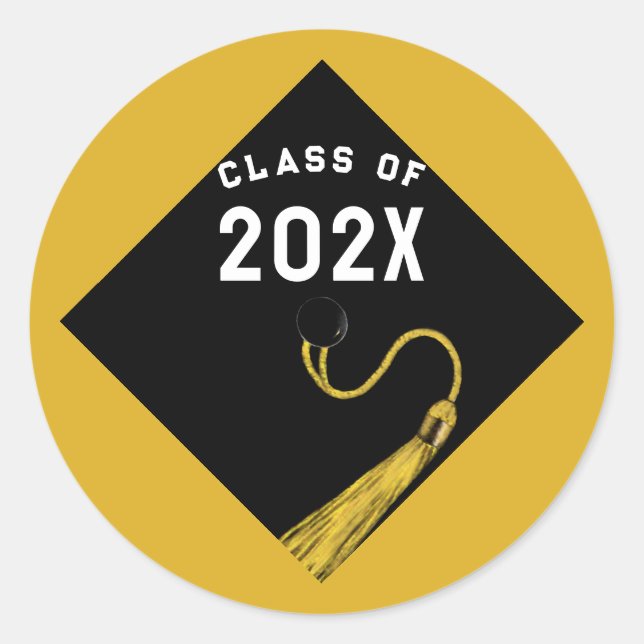 Gold and Black Graduation Classic Round Sticker (Front)