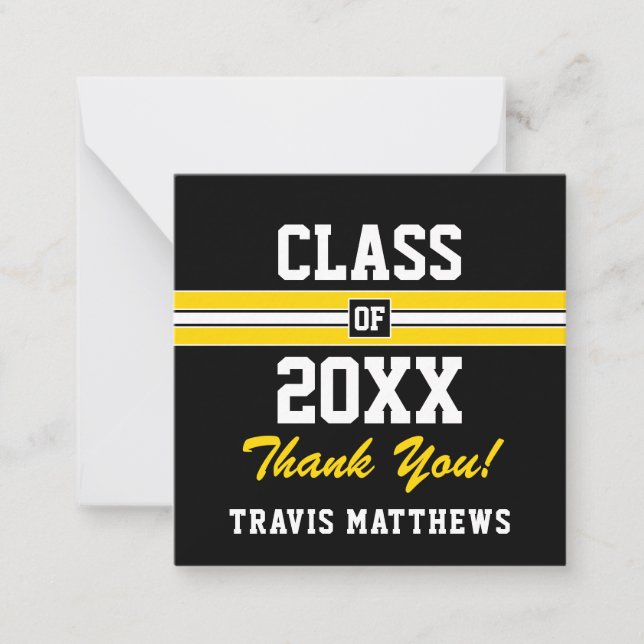 Gold and Black Graduation Custom Congratulations N Note Card (Front)