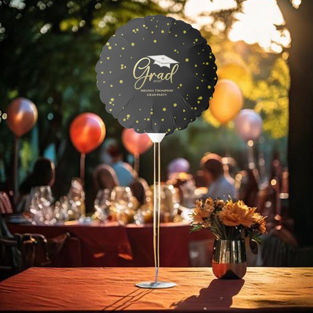 Gold and Black Graduation Party Decor Custom Balloon (Grad Custom Balloon template. )