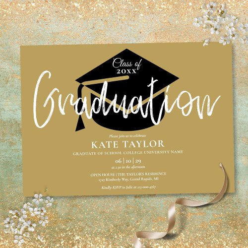 Gold And Black Graduation Party Invitation