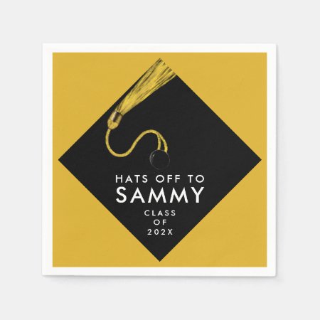 Gold And Black Graduation Party Napkins