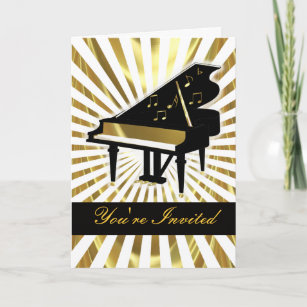 Gold and Black Grand Piano Music Notes