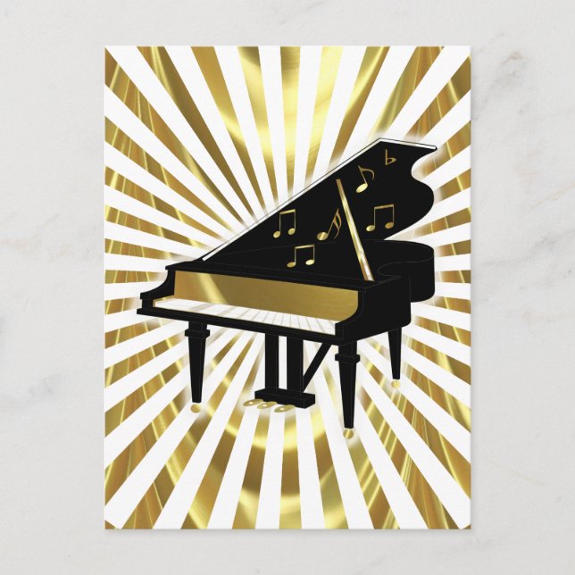 Gold and Black Grand Piano Music Notes (Front)