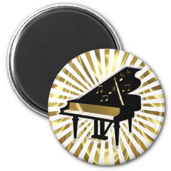 Gold And Black Grand Piano Music Notes Magnet by dreamlyn at Zazzle