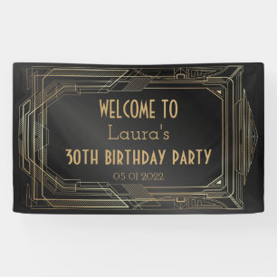 Gold and Black Great Gatsby Party Banner Back Drop