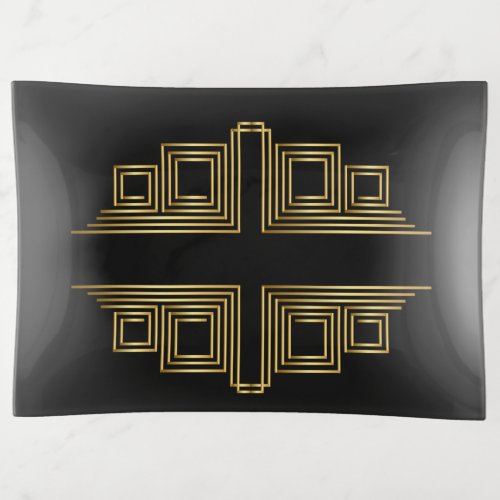  Gold And Black Great Gatsby Print Trinket Tray