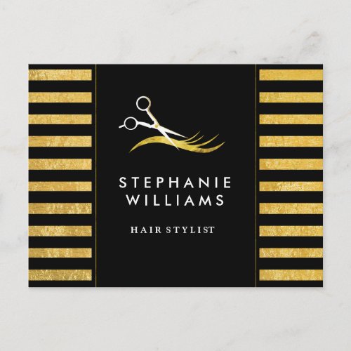 Gold and Black Hair Stylist Comp Card