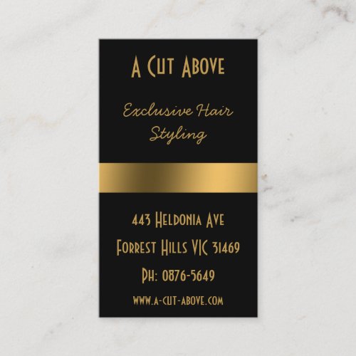 Gold and Black Hairdresser Appointment Card