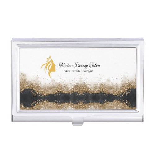 Gold and black Hairstylist Salon Business Card Case