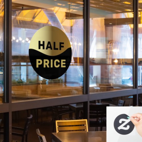 Gold and Black Half Price Retail Sales Decal 