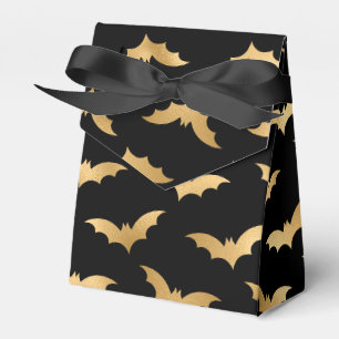 Gold and Black Halloween Bats Favor Boxes