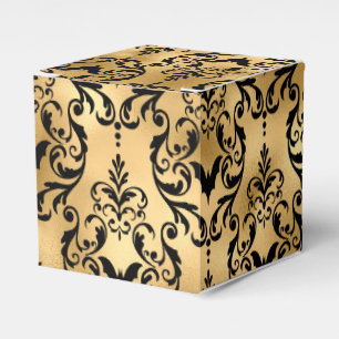Gold and Black Halloween Damask Favor Boxes