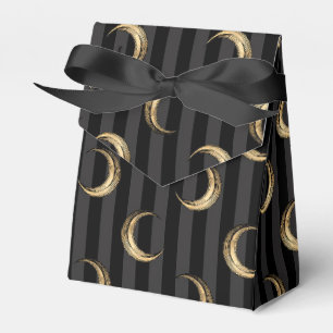 Gold and Black Halloween Moons Favor Boxes