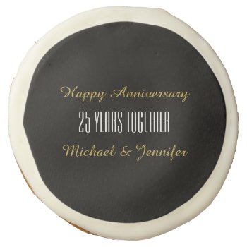 Gold And Black Happy Anniversary Sugar Cookie by peacefuldreams at Zazzle