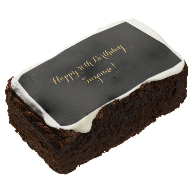 Gold and Black Happy Birthday Brownie (Angled)