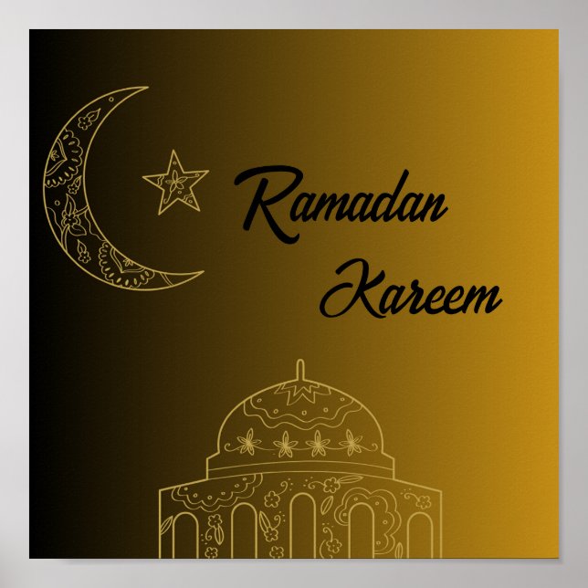  Gold and Black Happy Ramadan Kareem 2026 Poster (Front)