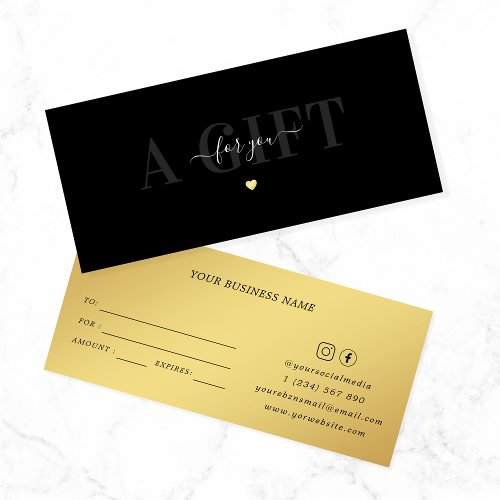 Gold and Black Heart Beauty Salon Gift Certificate