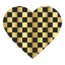 Gold and Black Heart Shape Heart Sticker