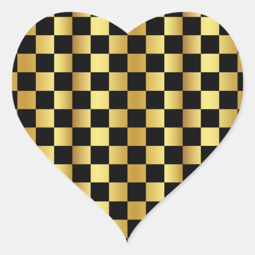 Gold and Black Heart Shape Heart Sticker