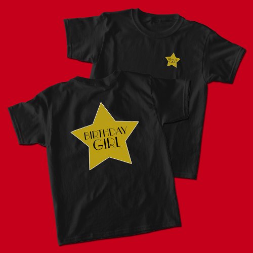 Gold And Black Hollywood Stars Birthday T_Shirt