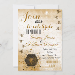 Gold and Black Honey Bee Invitation