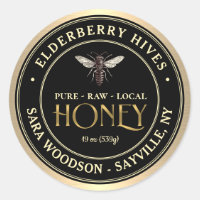 Gold and Black Honey Label with Vintage Queen Bee