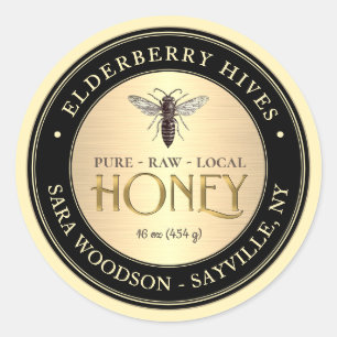 Gold and Black Honey Label with Vintage Queen Bee