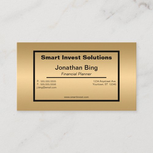 Gold and Black Investment Financial Planner Business Card